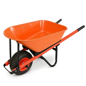 Heavy Duty 100L Galvanized Wheelbarrow professional front view - Industrial-Grade Heavy Duty 100L Galvanized Wheelbarrow - WB8639A